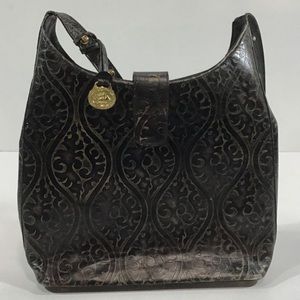 Brahmin Fresco Floral Damask Elegant Black Patterned Women's Shoulder Bag